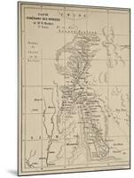 Map of Laos and the Mekong River Showing the Route of the Voyage of Henri Mouhot, Illustration…-French School-Mounted Giclee Print