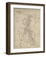 Map of Laos and the Mekong River Showing the Route of the Voyage of Henri Mouhot, Illustration…-French School-Framed Giclee Print