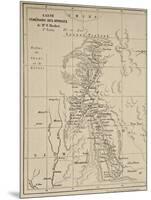 Map of Laos and the Mekong River Showing the Route of the Voyage of Henri Mouhot, Illustration…-French School-Mounted Giclee Print