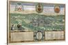 Map of Liege, from Civitates Orbis Terrarum by Georg Braun-Joris Hoefnagel-Stretched Canvas