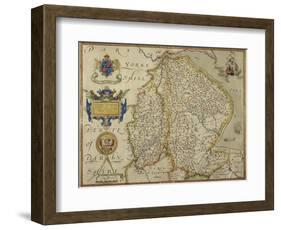 Map Of Lincolnshire and Nottinghamshire-Christopher Saxton-Framed Giclee Print