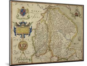 Map Of Lincolnshire and Nottinghamshire-Christopher Saxton-Mounted Giclee Print