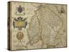 Map Of Lincolnshire and Nottinghamshire-Christopher Saxton-Stretched Canvas