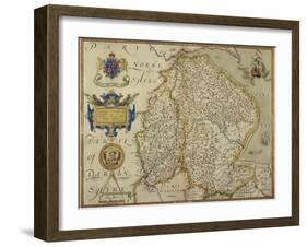 Map Of Lincolnshire and Nottinghamshire-Christopher Saxton-Framed Giclee Print