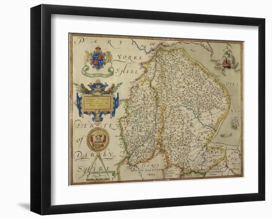 Map Of Lincolnshire and Nottinghamshire-Christopher Saxton-Framed Giclee Print