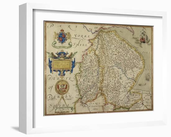Map Of Lincolnshire and Nottinghamshire-Christopher Saxton-Framed Giclee Print