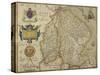 Map Of Lincolnshire and Nottinghamshire-Christopher Saxton-Stretched Canvas