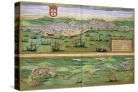 Map of Lisbon, and Cascais, from "Civitates Orbis Terrarum"-Joris Hoefnagel-Stretched Canvas