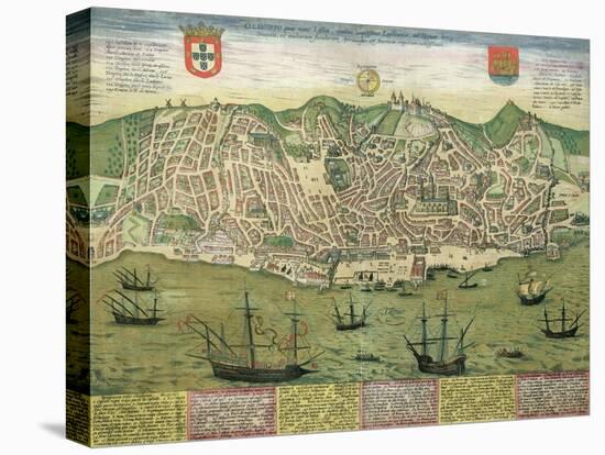 Map of Lisbon, from Civitates Orbis Terrarum by Georg Braun-Joris Hoefnagel-Stretched Canvas