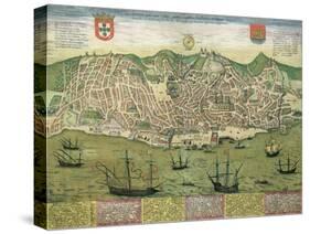 Map of Lisbon, from Civitates Orbis Terrarum by Georg Braun-Joris Hoefnagel-Stretched Canvas