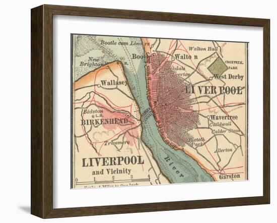 Map of Liverpool (C. 1900), Maps-Encyclopaedia Britannica-Framed Art Print