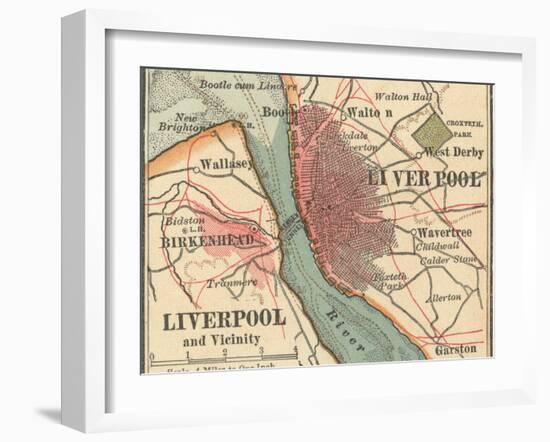 Map of Liverpool (C. 1900), Maps-Encyclopaedia Britannica-Framed Art Print