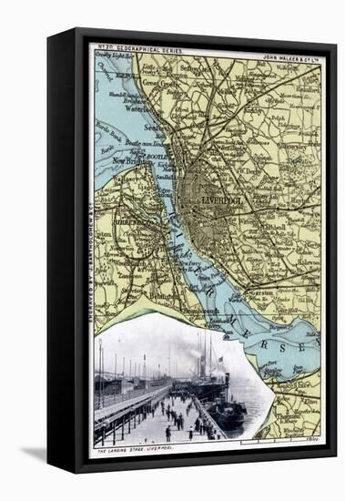 Map of Liverpool, Merseyside, 1903-JOHN WALKER-Framed Stretched Canvas