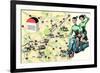 Map of Loire Chateaux, Girls on Scooter-null-Framed Art Print