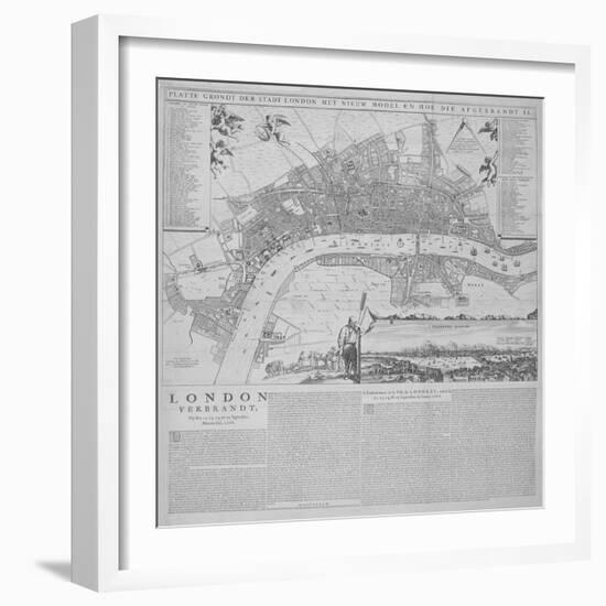 Map of London, 1666-Frederik de Wit-Framed Giclee Print