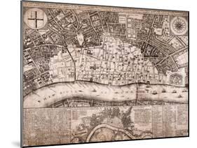 Map of London, 1666-null-Mounted Giclee Print