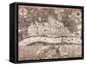 Map of London, 1666-null-Framed Stretched Canvas