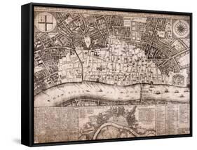 Map of London, 1666-null-Framed Stretched Canvas
