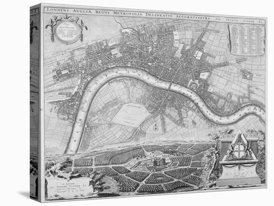 Map of London, 1690-null-Stretched Canvas