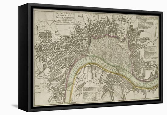 Map of London, 1753-null-Framed Stretched Canvas