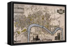 Map of London, 1798-null-Framed Stretched Canvas