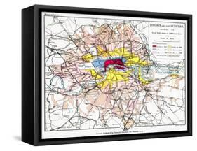 Map Of London, 1881-null-Framed Stretched Canvas