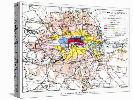 Map Of London, 1881-null-Stretched Canvas