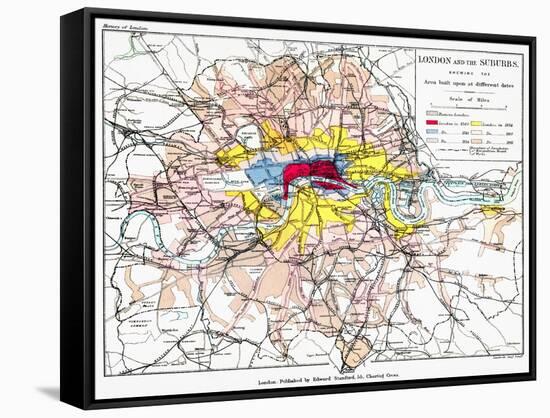 Map Of London, 1881-null-Framed Stretched Canvas