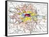 Map Of London, 1881-null-Framed Stretched Canvas