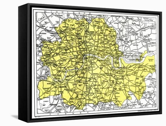 Map of London, 1924-1926-null-Framed Stretched Canvas