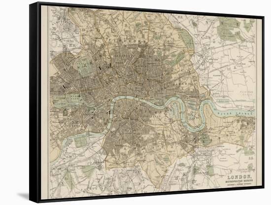 Map of London and Its Suburbs-J. Bartholomew-Framed Stretched Canvas