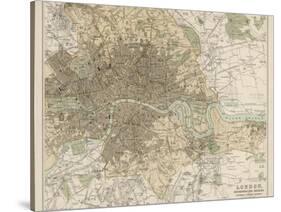 Map of London and Its Suburbs-J. Bartholomew-Stretched Canvas