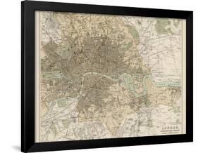 Map of London and Its Suburbs-J. Bartholomew-Framed Photographic Print