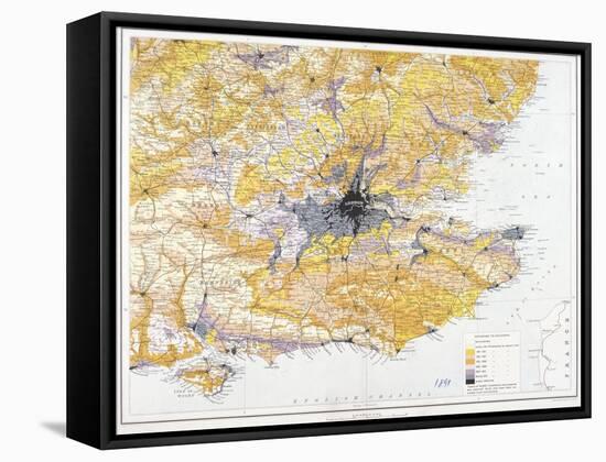 Map of London and South-East England, 1891-John Bartholomew-Framed Stretched Canvas