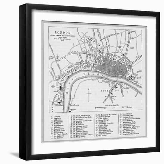 Map of London at the Time of Queen Elizabeth I-null-Framed Photographic Print