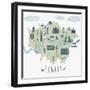 Map of London Attractions-Lavandaart-Framed Art Print