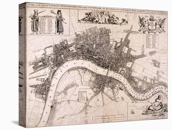 Map of London, C1680-John Oliver-Stretched Canvas