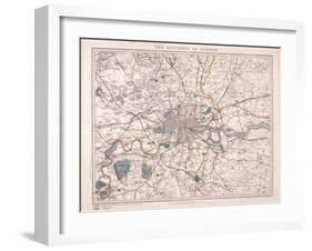 Map of London, C1860-Benjamin Rees Davies-Framed Giclee Print