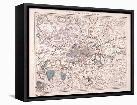 Map of London, C1860-Benjamin Rees Davies-Framed Stretched Canvas