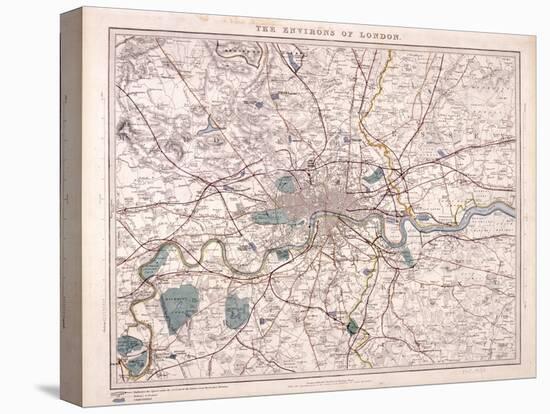 Map of London, C1860-Benjamin Rees Davies-Stretched Canvas