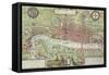 Map of London, from Civitates Orbis Terrarum by Georg Braun-Joris Hoefnagel-Framed Stretched Canvas