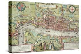 Map of London, from Civitates Orbis Terrarum by Georg Braun-Joris Hoefnagel-Stretched Canvas