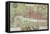 Map of London, from Civitates Orbis Terrarum by Georg Braun-Joris Hoefnagel-Framed Stretched Canvas