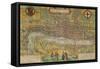 Map of London from Civitates Orbis Terrarum-null-Framed Stretched Canvas