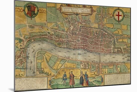 Map of London from Civitates Orbis Terrarum-null-Mounted Giclee Print