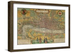 Map of London from Civitates Orbis Terrarum-null-Framed Giclee Print