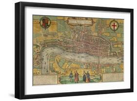 Map of London from Civitates Orbis Terrarum-null-Framed Giclee Print
