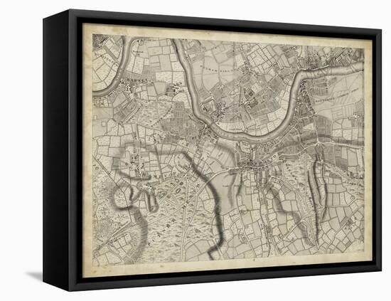 Map of London Grid X-null-Framed Stretched Canvas