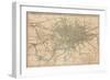 Map of London Showing the Birmingham, Bristol, Thames Junction Railway, 1839-null-Framed Premium Giclee Print