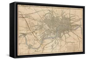 Map of London Showing the Birmingham, Bristol, Thames Junction Railway, 1839-null-Framed Stretched Canvas